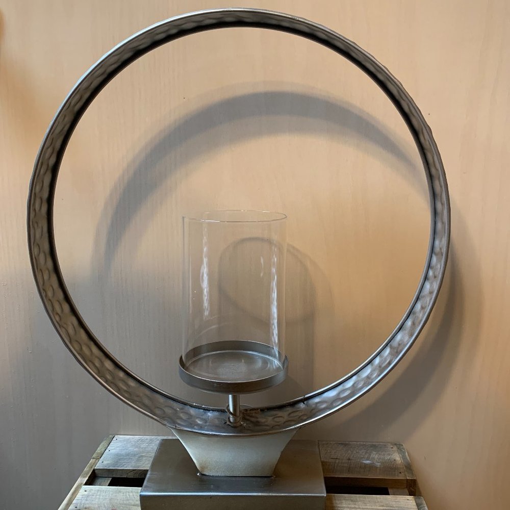 Foreside Gold-Tone Honeycomb Ring Pillar Holder 17.5" (Glass globe not included)